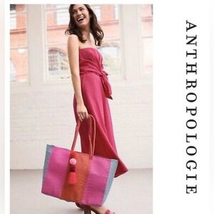 Anthropologie MAEVE Brin Wide Leg Cropped Strapless US 4